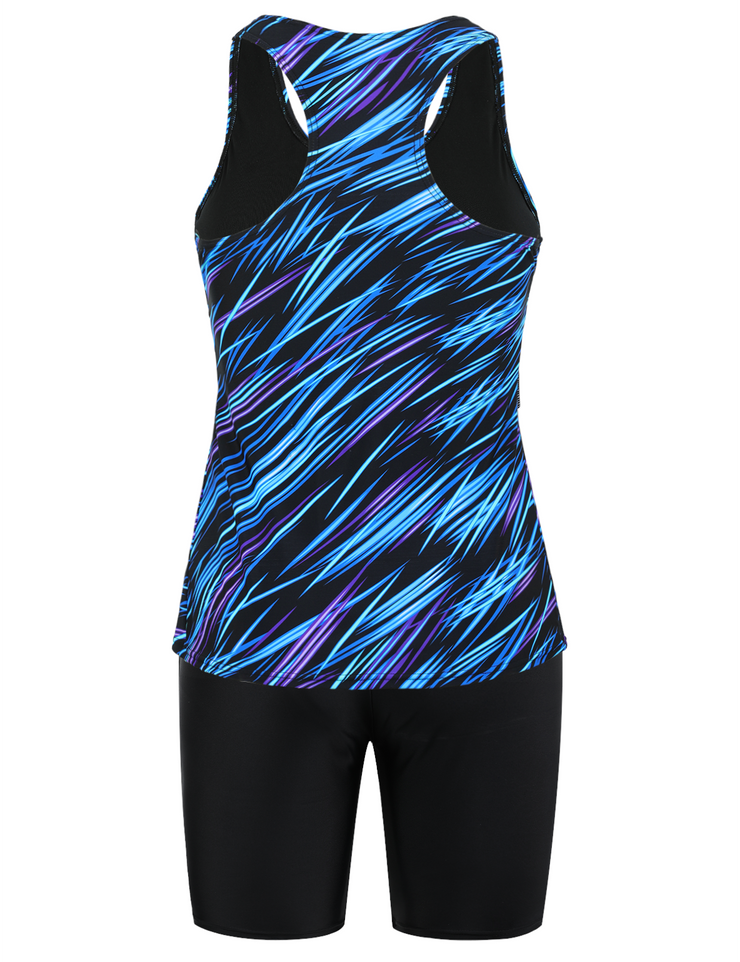 Firpearl 2 Piece Tankini Swimsuits for Women Racerback Tank Tops with Swim Capris Athletic Bathing Suit Swimwear