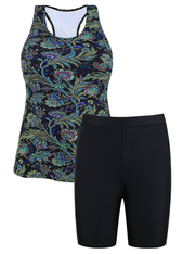 Firpearl 2 Piece Tankini Swimsuits for Women Racerback Tank Tops with Swim Capris Athletic Bathing Suit Swimwear
