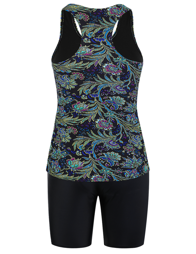 Firpearl 2 Piece Tankini Swimsuits for Women Racerback Tank Tops with Swim Capris Athletic Bathing Suit Swimwear