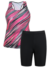 Firpearl 2 Piece Tankini Swimsuits for Women Racerback Tank Tops with Swim Capris Athletic Bathing Suit Swimwear