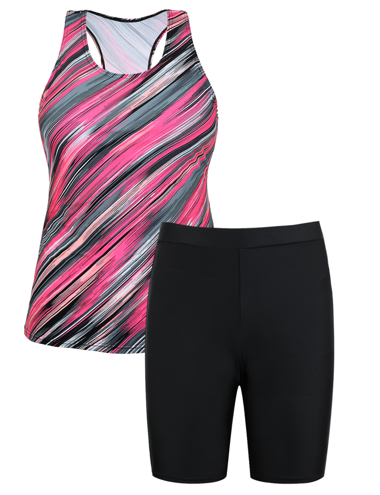 Firpearl 2 Piece Tankini Swimsuits for Women Racerback Tank Tops with Swim Capris Athletic Bathing Suit Swimwear