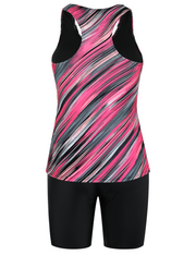 Firpearl 2 Piece Tankini Swimsuits for Women Racerback Tank Tops with Swim Capris Athletic Bathing Suit Swimwear