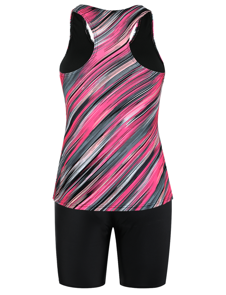 Firpearl 2 Piece Tankini Swimsuits for Women Racerback Tank Tops with Swim Capris Athletic Bathing Suit Swimwear