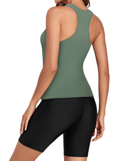 Firpearl 2 Piece Tankini Swimsuits for Women Racerback Tank Tops with Swim Capris Athletic Bathing Suit Swimwear