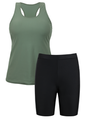 Firpearl 2 Piece Tankini Swimsuits for Women Racerback Tank Tops with Swim Capris Athletic Bathing Suit Swimwear