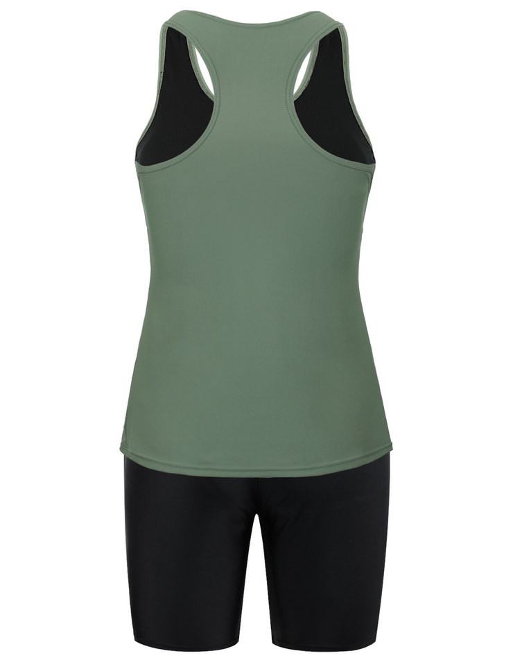Firpearl 2 Piece Tankini Swimsuits for Women Racerback Tank Tops with Swim Capris Athletic Bathing Suit Swimwear