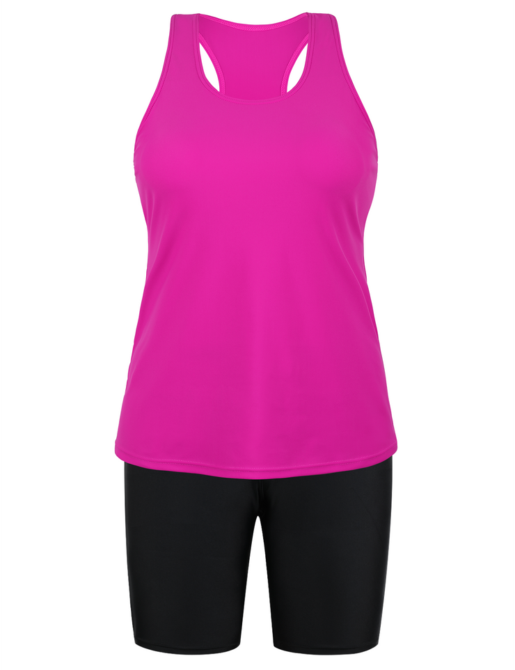 Firpearl 2 Piece Tankini Swimsuits for Women Racerback Tank Tops with Swim Capris Athletic Bathing Suit Swimwear