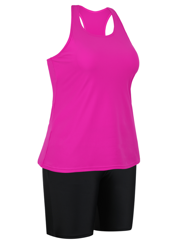 Firpearl 2 Piece Tankini Swimsuits for Women Racerback Tank Tops with Swim Capris Athletic Bathing Suit Swimwear