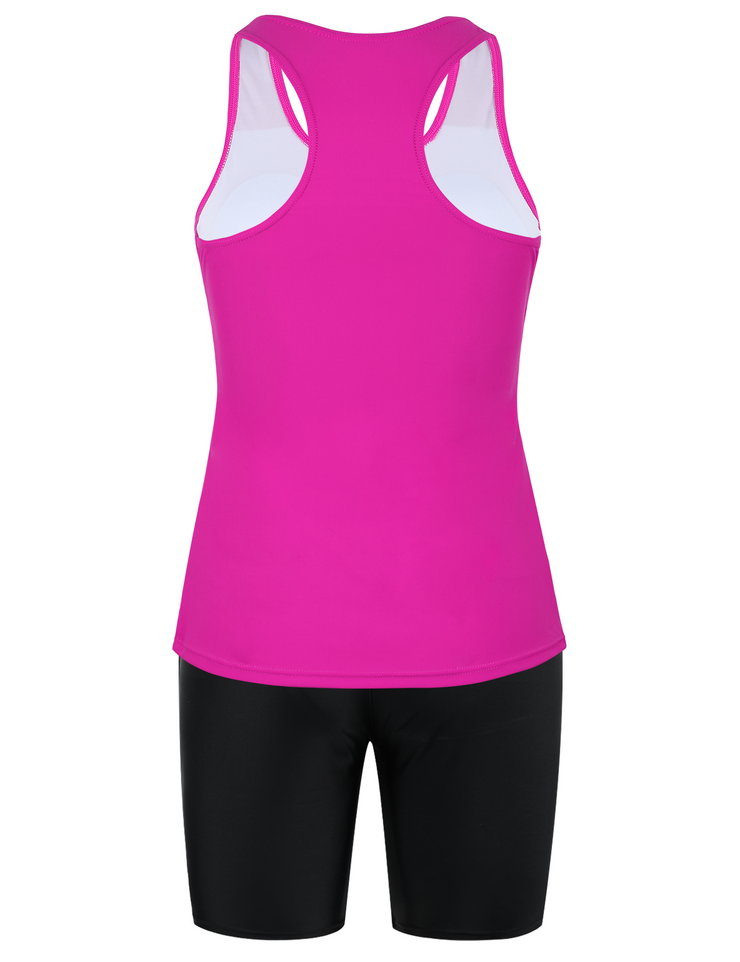 Firpearl 2 Piece Tankini Swimsuits for Women Racerback Tank Tops with Swim Capris Athletic Bathing Suit Swimwear