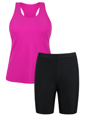 Firpearl 2 Piece Tankini Swimsuits for Women Racerback Tank Tops with Swim Capris Athletic Bathing Suit Swimwear