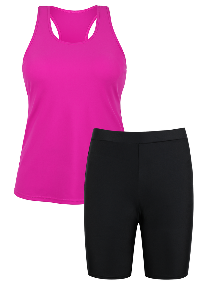 Firpearl 2 Piece Tankini Swimsuits for Women Racerback Tank Tops with Swim Capris Athletic Bathing Suit Swimwear