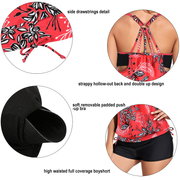 Firpearl Tankini Swimsuits for Women Blouson Swim Tops with Shorts Athletic Two Piece Bathing Suits Double Up Swimwear