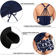 Firpearl Tankini Swimsuits for Women Blouson Swim Tops with Shorts Athletic Two Piece Bathing Suits Double Up Swimwear