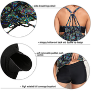 Firpearl Tankini Swimsuits for Women Blouson Swim Tops with Shorts Athletic Two Piece Bathing Suits Double Up Swimwear