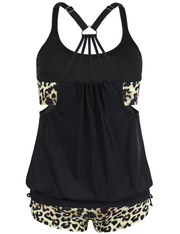Firpearl Tankini Swimsuits for Women Blouson Swim Tops with Shorts Athletic Two Piece Bathing Suits Double Up Swimwear