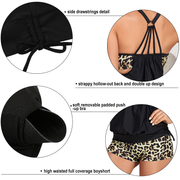 Firpearl Tankini Swimsuits for Women Blouson Swim Tops with Shorts Athletic Two Piece Bathing Suits Double Up Swimwear