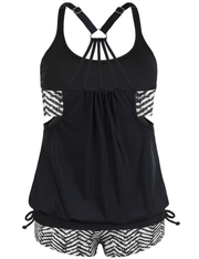 Firpearl Tankini Swimsuits for Women Blouson Swim Tops with Shorts Athletic Two Piece Bathing Suits Double Up Swimwear