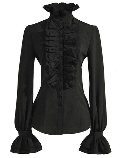 Firpearl Victorian Gothic Shirt Vintage Ruffle Long Sleeve Blouse